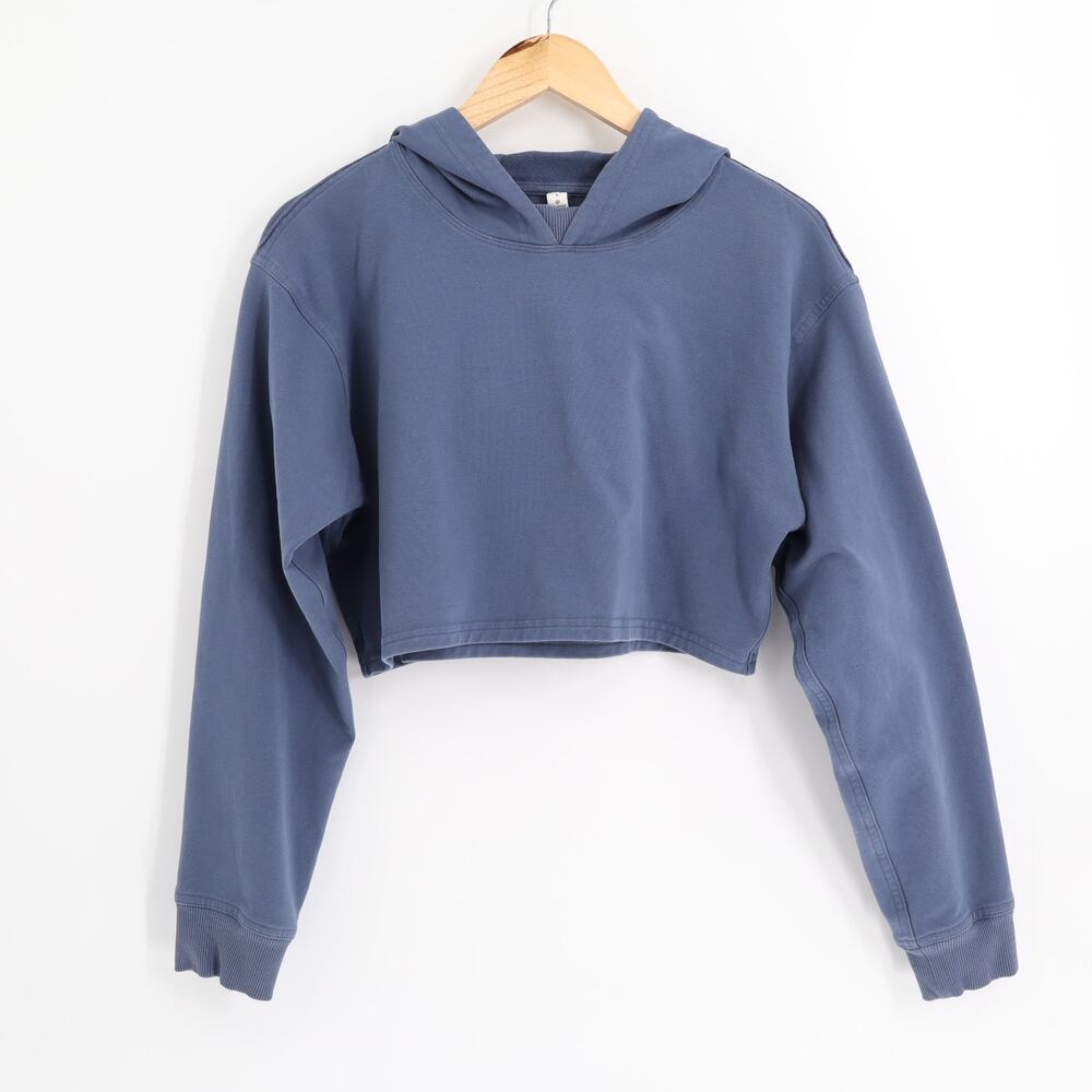 Lululemon Women's Sz 8 All Yours Cropped Hoodie Ink Blue
